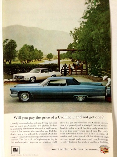1967 Cadillac Blue Coupe DeVille White Eldorado Print Ad