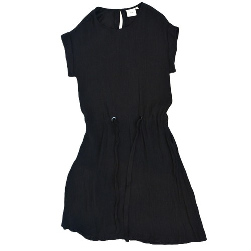 ELK The Label Black Crepe Dress Size 10 Midi Waist Tie Ladies Short Sleeve - Bild 3 von 10