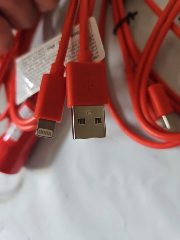 2x USB Data Fast Charger Cable Cords For Apple iPhone with Car Charger Red - Image 2 of 3