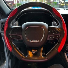 15 Red Carbon Leather Car Steering Wheel Cover Anti-slip For Dodge Durango Str 15 Red Carbon Leather Car Steering Wheel Cover Anti-slip For Dodge Durango Str