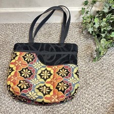 Danny K Beverly Hills Floral Tapestry Shoulder Bag Tote Black Red Orange