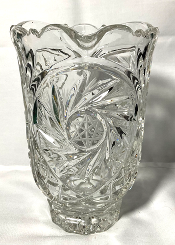 Antique American Brilliant Period Cut Glass Water Pitcher Vase Pinwheel Heavy - Picture 2 of 10