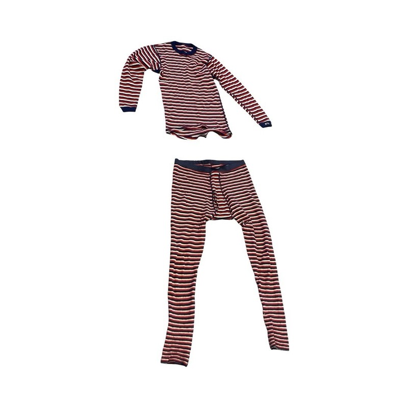 Vtg STIL Wool Thermal Set Size L Striped Long Johns Base Layer Made Netherlands