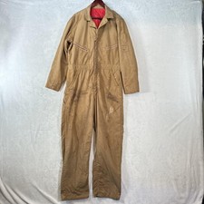 Vintage Canvas Coveralls Mens L Brown Insulated Mechanic Jumpsuit Workwear 70s