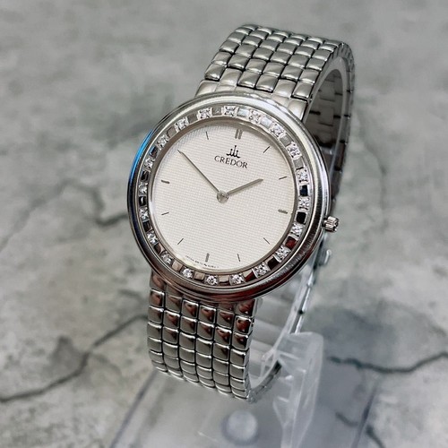 Seiko Credor 8N70-6030 Diamant 20P 18K St. Acier Rond Blanc Quartz Montre Hommes - Photo 1 sur 10
