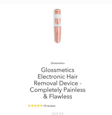 Glossmetics Electronic Wireless Hair Removal Device Painless Facial Shaver Razor
