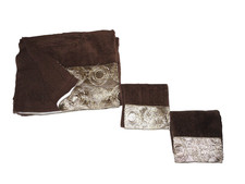 AVANTI GALAXY BROWN CIRCLES JACQUARD 3P WASHCLOTHS  BATH TOWEL SET