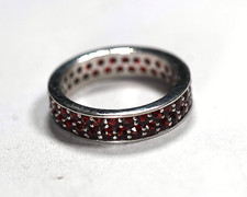 Beautiful Natural Garnet Eternity Band 925 Sterling Silver Ring Size 7.25