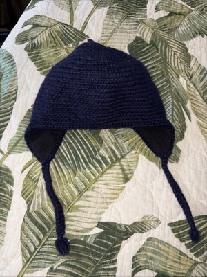 Sherpa Adventure Gear Trapper Knit￼CAP HAT Blue Wool Nepal Fleece Lined