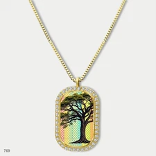 New Colorful Tree of Life Pendant Necklace Chain Photo Dog Tag Chain Gift Design