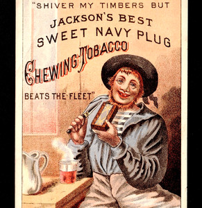 Shiver My Timbers Jacksons Navy Sweet Plug Tobacco Sailor Knife Trade Card j.US