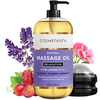 Massage Oil Lavender with Geranium & Grapeseed Oil 8.8 oz Cruelty-Free