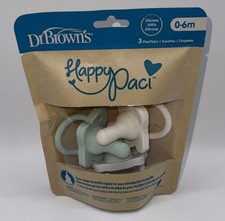 Dr Brown's Happy Paci 0-6m Silicone Pacifiers Baby White Gray Green 3 Pack