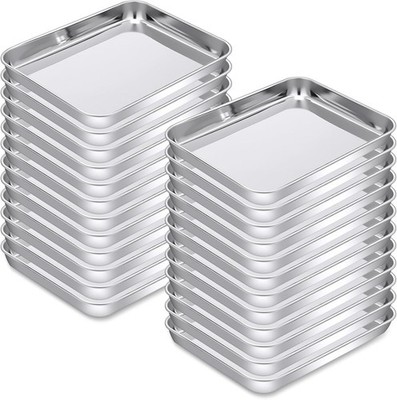 24 Pcs Baking Sheet Pan Cookie Sheet Set Oven Stainless Steel Trays Nonstick