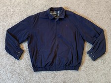 Vtg Polo Ralph Lauren Harrington Jacket Navy Blue Large Plaid Lined
