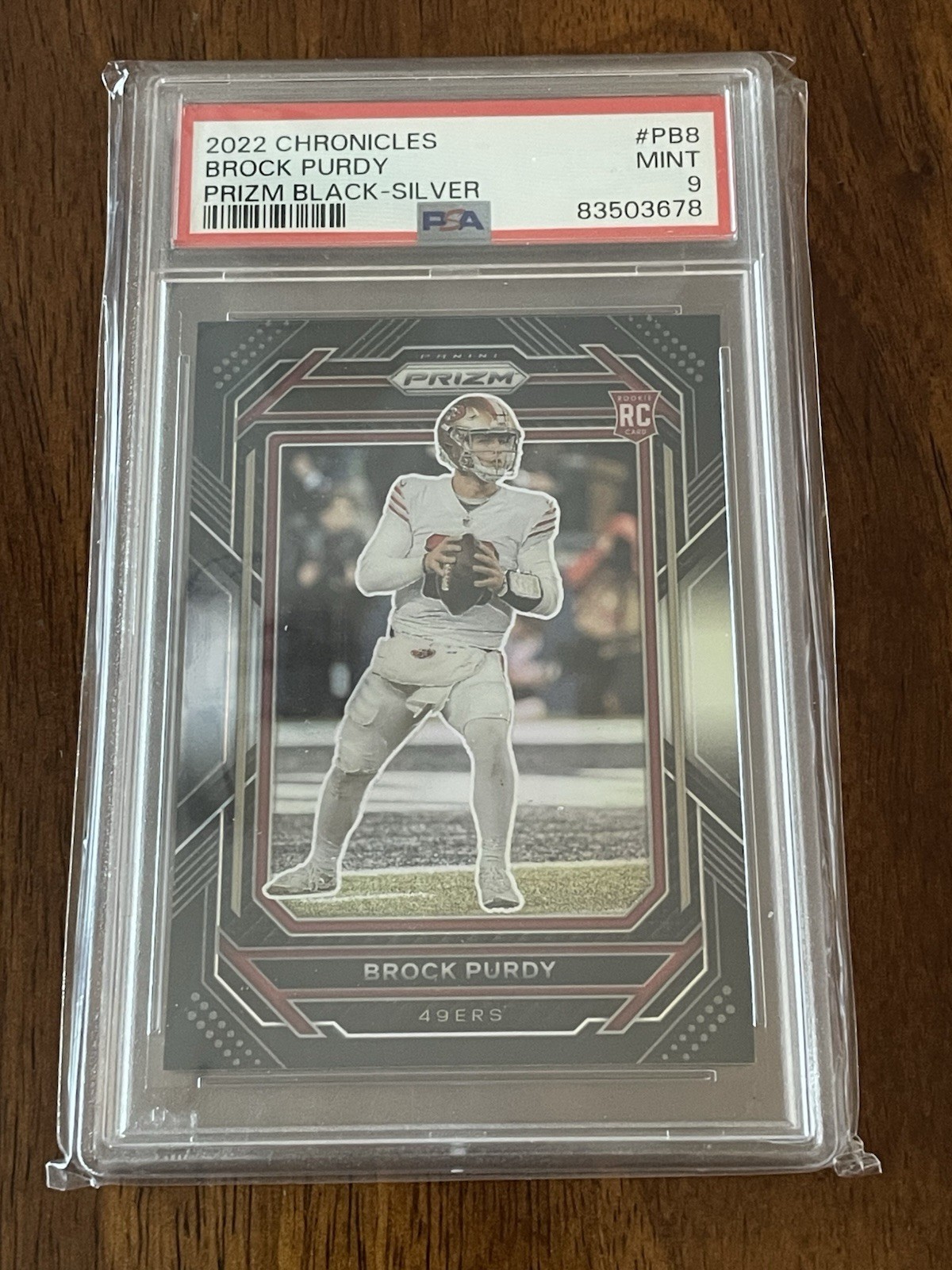 2022 Panini Chronicles Prizm Black Silver Brock Purdy 49ers RC Rookie PSA 9