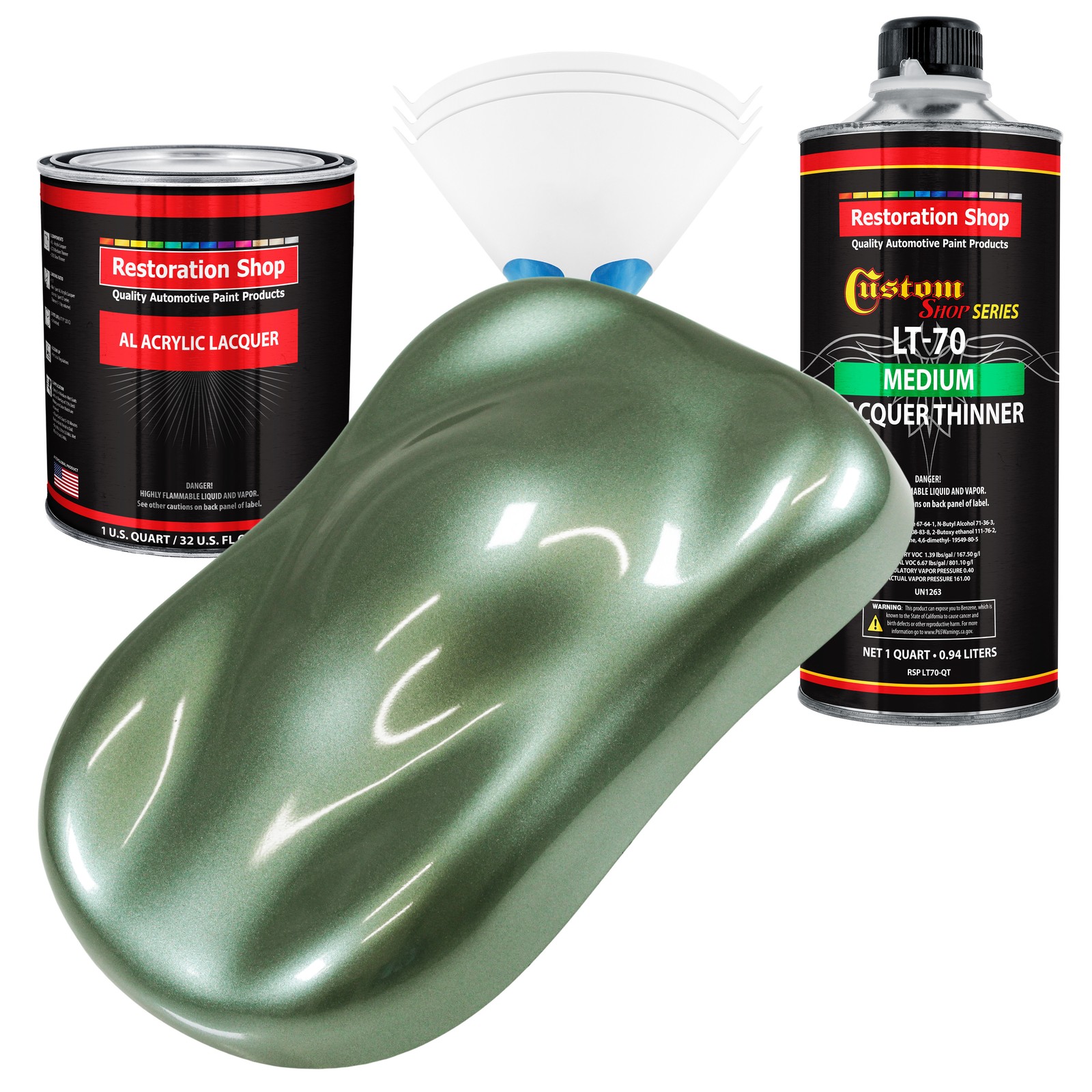 Fern Green Metallic Acrylic Lacquer Auto Paint Kit with Medium Thinner Quart  