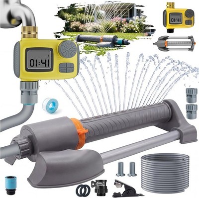 3 in 1 Smart Oscillating Sprinkler System W/ Timer 3000 Sq.Ft Lawn Irrigation