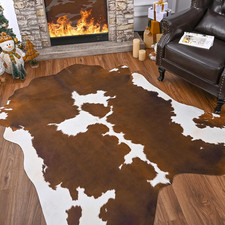Faux Cowhide Area Rug, 3X4 Ft Brown Cow Print Rustic Western