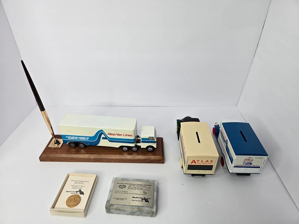 Truck Atlas Van Lines Semi Diecast Vintage LOT of 6 Items - Image 3 of 4