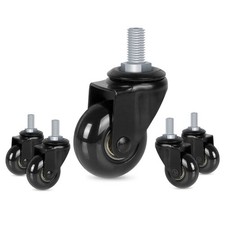 Hirate 5 Pack Office Chair Casters with 3/8"-16UNC Threaded 2", Black 