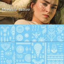 Henna Tattoo White Lace Indian Hand Temporary Tattoo Sticker BodyArt Waterproof  