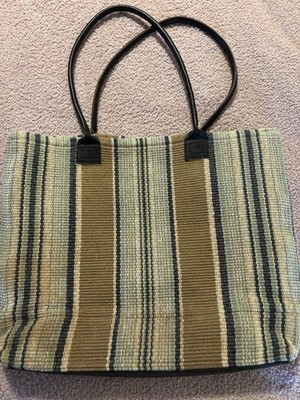 DASH & ALBERT Rug Co Handwoven PURSE CARRY ALL TOTE Leather Strap TRAVEL BEACH