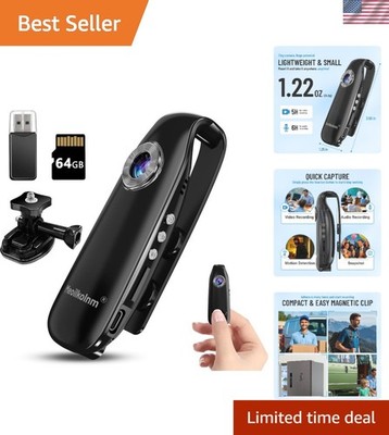 Flexible Recording Mini Body Camera - 1080P Video Capture with Motion Detection