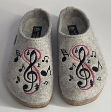 Haflinger Melodie Women's Mule Size 38 Silver Gray Wool Felt Clog Cork Sole Shoe