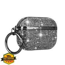 GCVXRUD Airpods Pro 2 Black Diamond Rhinestone Case Bling Glitter