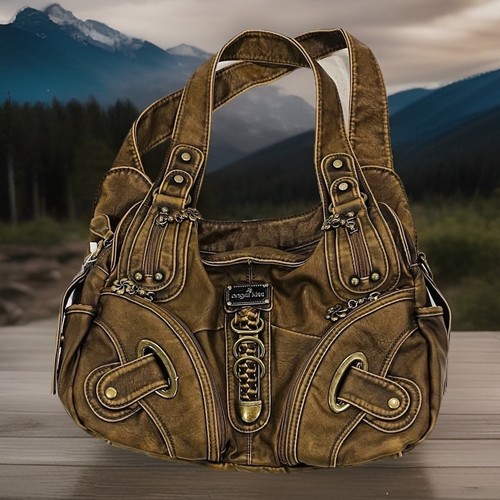 Angel Kiss Portemonnees voor vrouwen kleine hobo schoudertassen Vagen lederen multi-pocket draagtas met rits, Leopad Zwart/Bruin, Zwerver