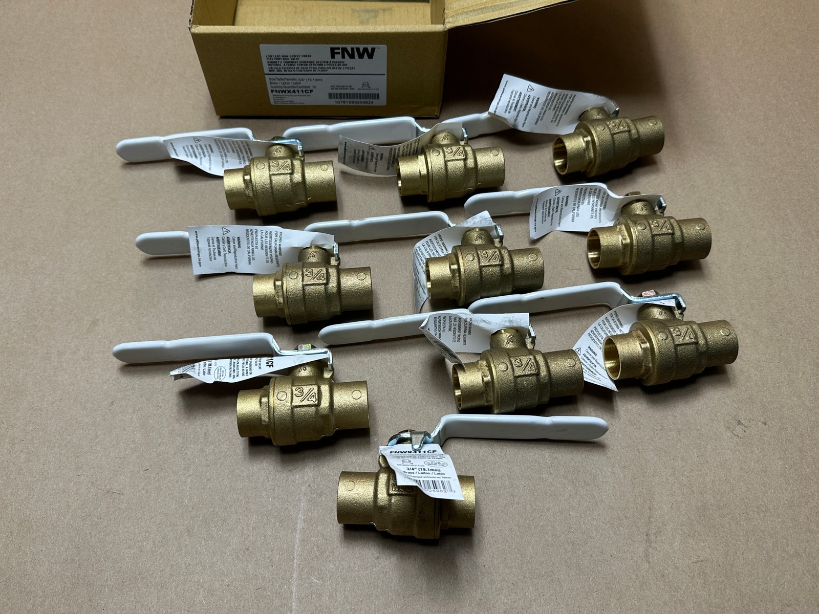 10x Lot FNW FNWX411CF 3/4" Sweat Valve 600# WOG Full Port 2-piece Ball Valve