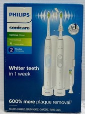 Philips Sonicare Optimal Clean Rechargeable Electric Toothbrush 2PK HX6829/75