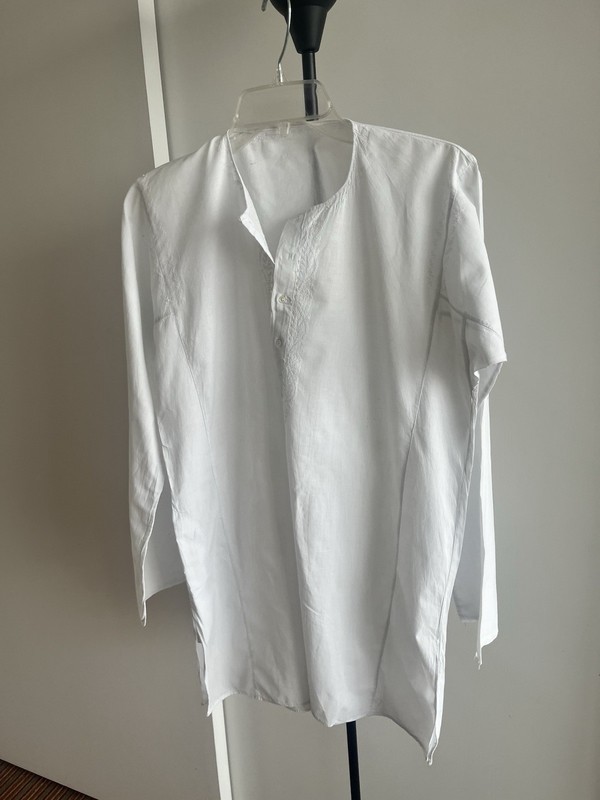 Tandon's Brand White Quality 100% Cotton Lucknow Bengali Hand Embroidery Kurta S