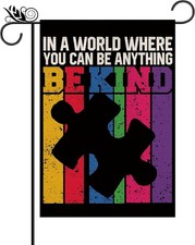 Autism Awareness Garden Flag Colorful Puzzle Piece Be Kind 12.5"x18"