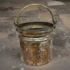 Antique Large Copper Bucket Tin Interior Snake Handle Cauldron Pot 10.5” 5 lbs