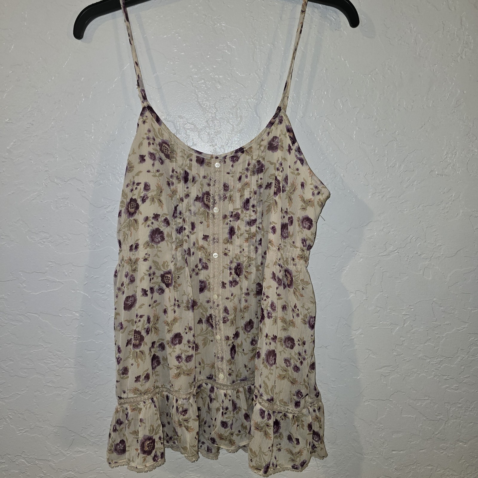 Decree Spaghetti Strap Tank Adjustable Floral Shi… - image 1