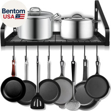 Hanging Pots  Pans Rack,Wall Mounted Pots Pans Organizer Holder Rack with 8 Hoo
