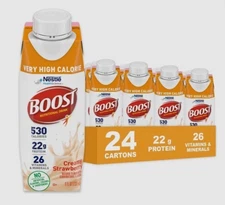 Boost Very High Calorie Nutritional Drink Creamy Strawberry 24 Count Exp 5/2026
