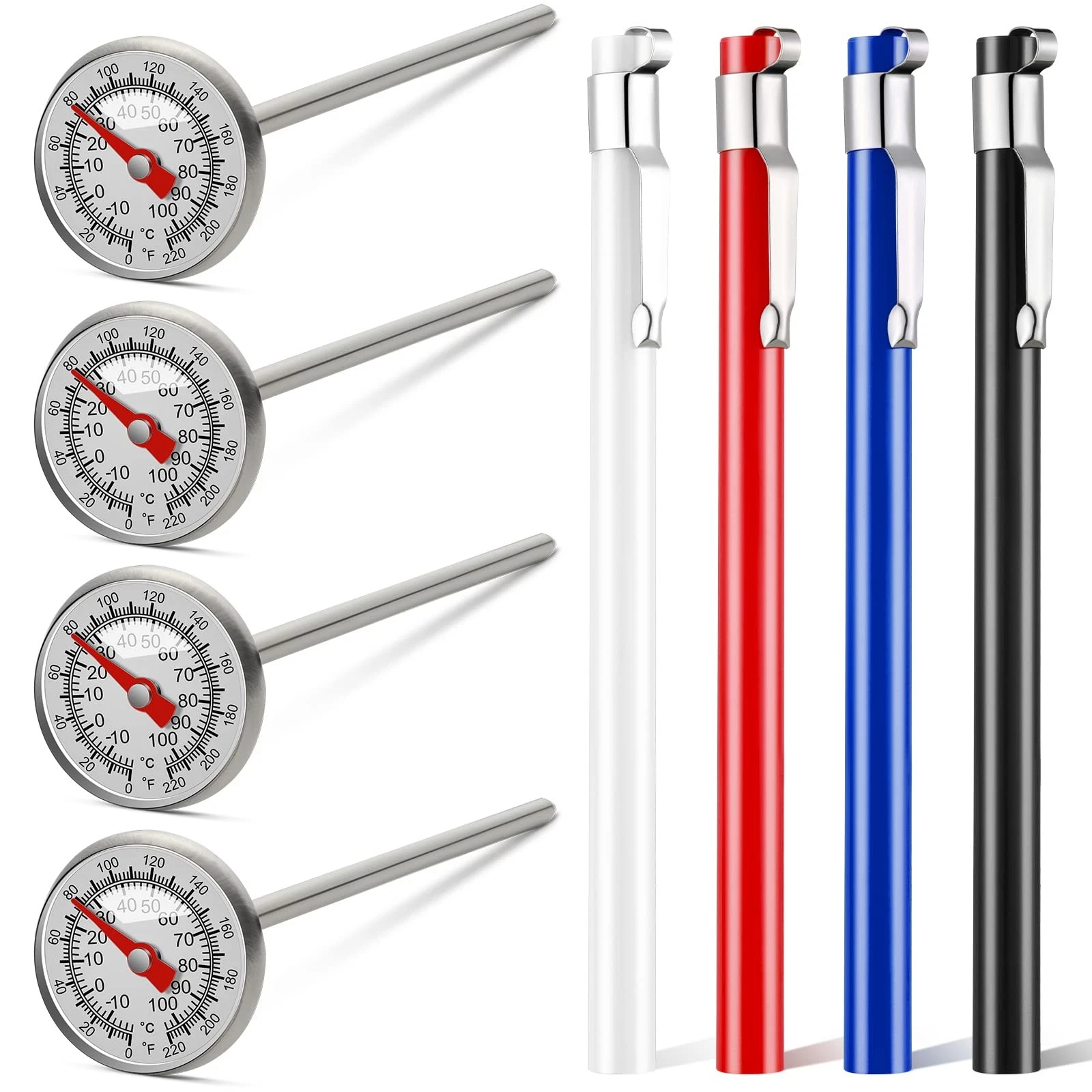4 Pieces Stainless Steel Kitchen Pocket Thermometer Immediate Read 1 Inch Dia...