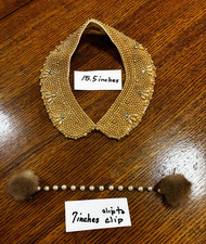 Vintage Glam Gold Faux Pearl Rhinestone Satin Beaded Collar 15.5 in Women