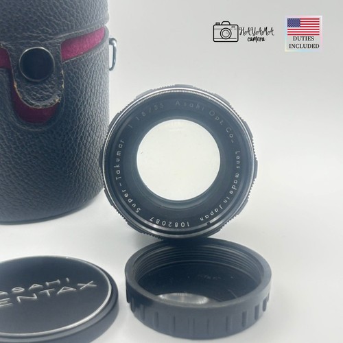 ASAHI Super-Takumar 55mm F1.8 M42 Lens w/ Case Front Cap Tested From Japan
