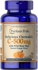 Puritan's Pride Chewable Vitamin C-500 mg with Rose Hips - 90 Chewables