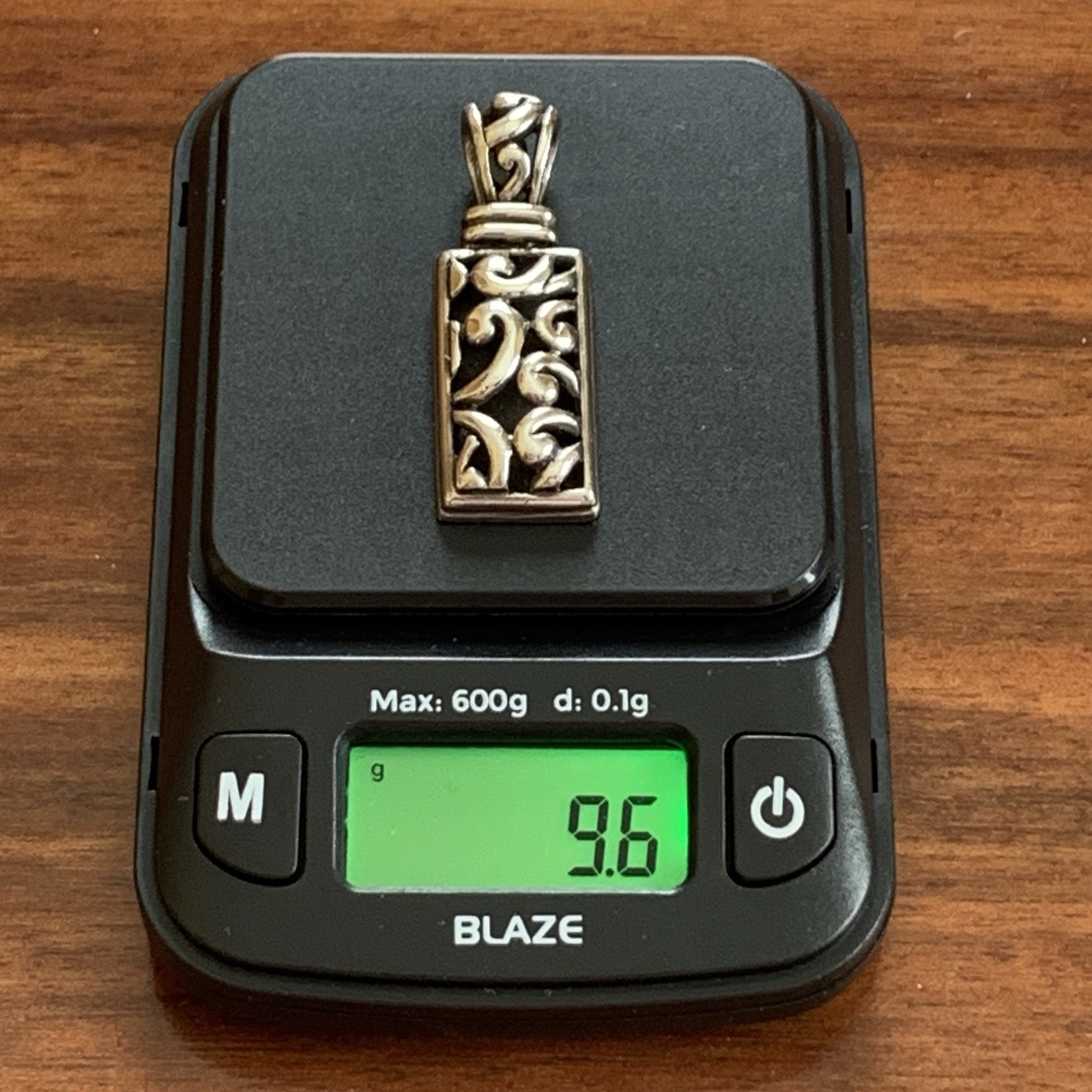 Sterling Silver Rectangle Scroll Ornate Pendant S… - image 9