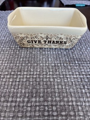 Celebrate It Stoneware Mini Loaf Baking Pan Give Thanks Fall Thanksgiving