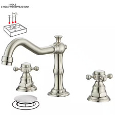 8 In. Widespread 2-Handle 3-Hole Bathroom Faucet with Drain Kit and Cupc Water S
