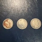 3 Barber Silver Half Dollars, 90% Silver Coins, 1899-o, 1900, and 1902-o