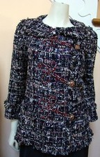 Chic CHANEL NWT 10C Navy Lesage Tweed Jacket Rhinestones 38