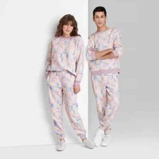 Wild Fable Checkered Joggers Sweatpants Women's Size Small Pink/Blue Pastel