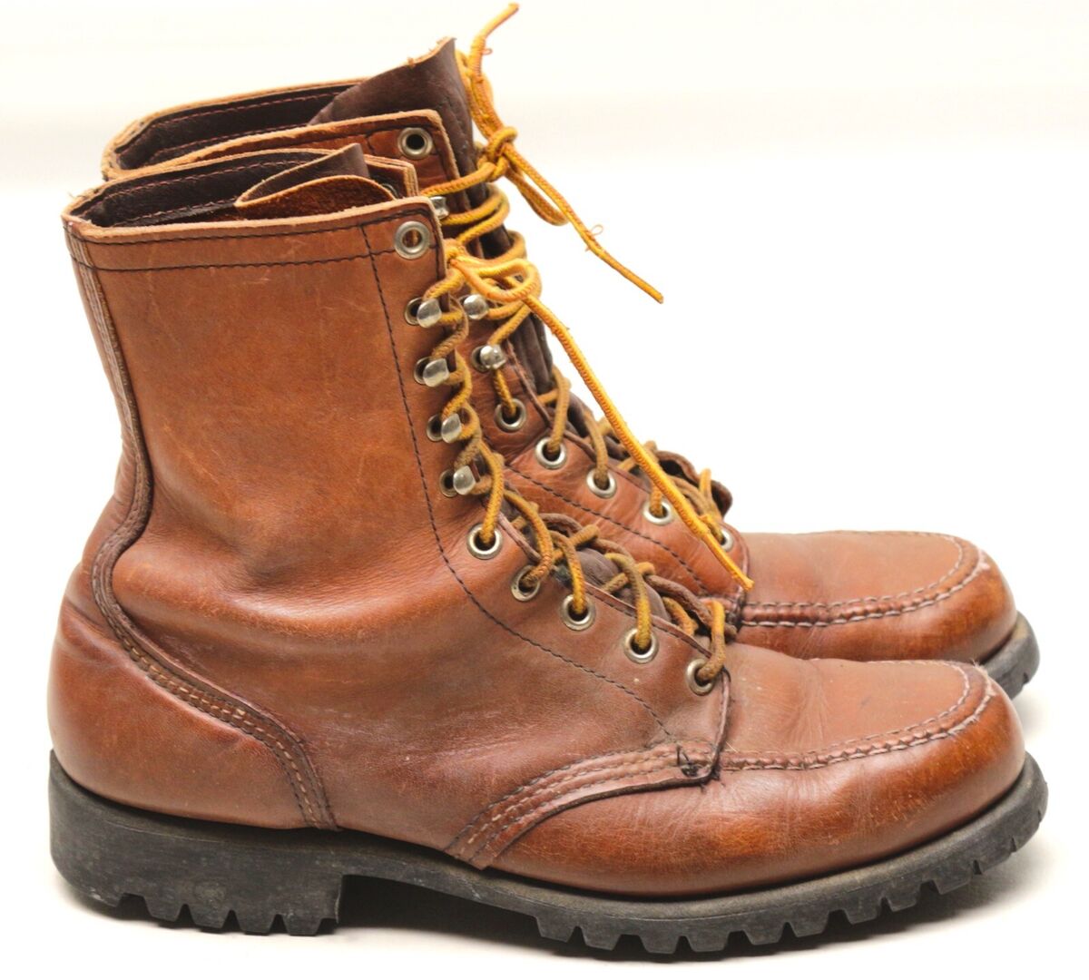 VTG 80s Red Wing Shoes Mens Boots 6 D Brown Leather Moc Toe VTG 80s Red Wing Shoes Mens Boots 6 D Brown Leather Moc Toe